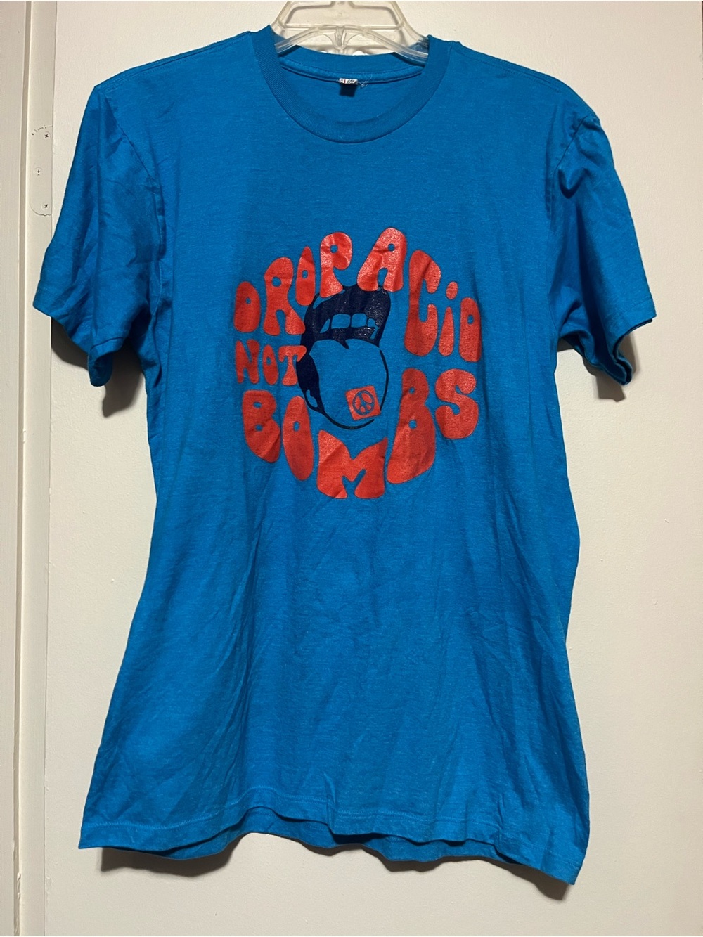 Retro Hippie Graphic Tee - Drop Acid Not Bombs